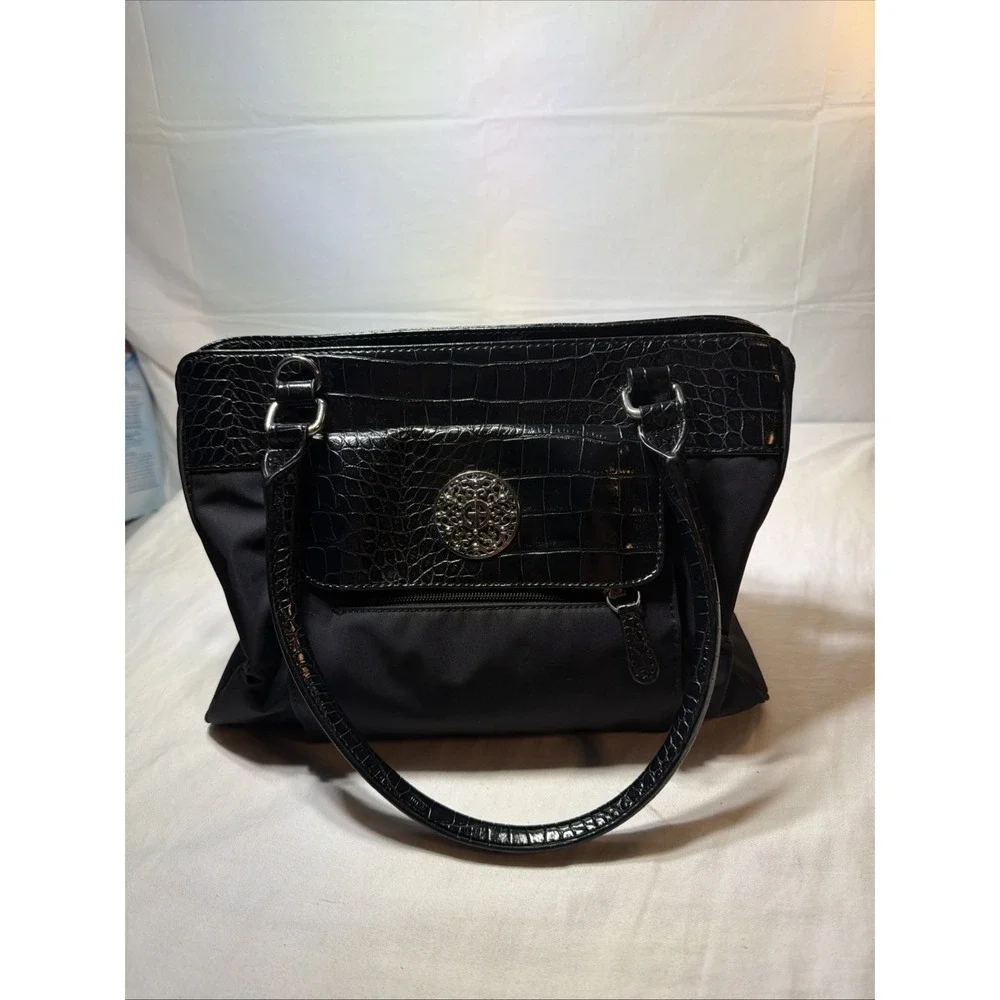 Giani Bernini Medium Nylon Satchel Shoulder HandBag Purse Black 9